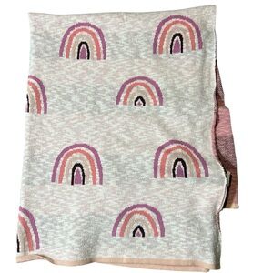 Baby blanket MADE IN INDIA Rainbow Patterned  ligth pink lilac 100% cotton